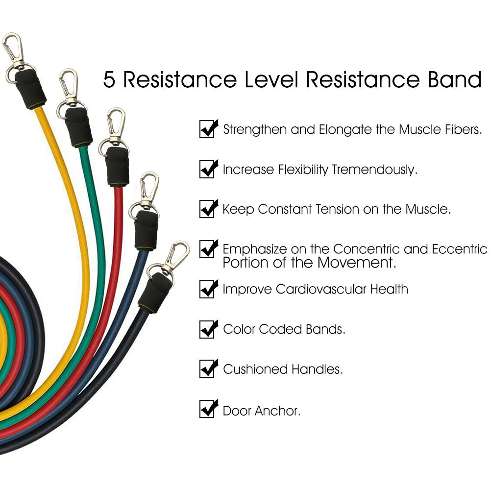 11 In Kit Upgrade Resistance Loop Bands Home Exercise Sports Fitness