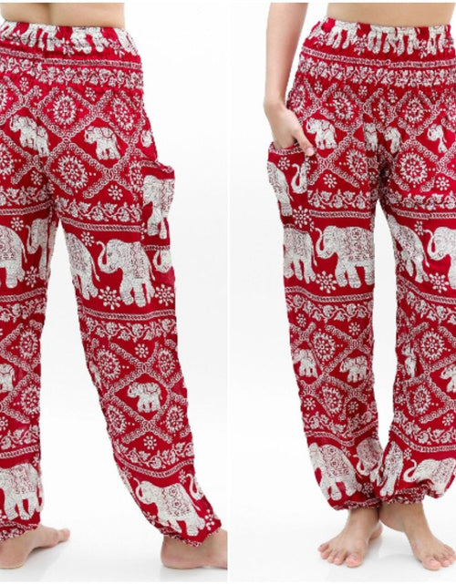 Load image into Gallery viewer, Burgundy ELEPHANT Pants Women Boho Pants Hippie Pants Yoga
