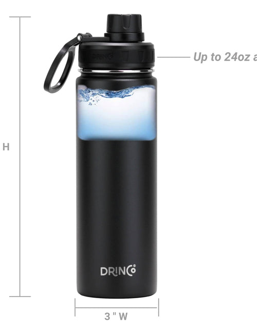 Load image into Gallery viewer, DRINCO® 22oz Stainless Steel Sport Water Bottle - Black
